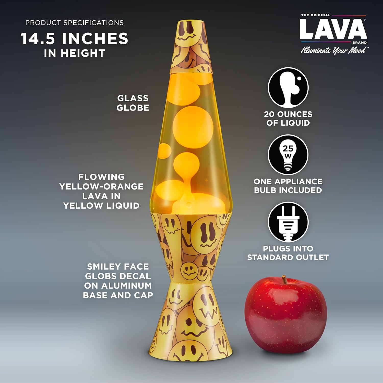 The Original Lava? Lamp - 14.5 Grinning Globs - Classic Liquid Motion Lamp - Yellow Lava and Orange Liquid - Item #2094 (Amazon Exclusive) - Image 3